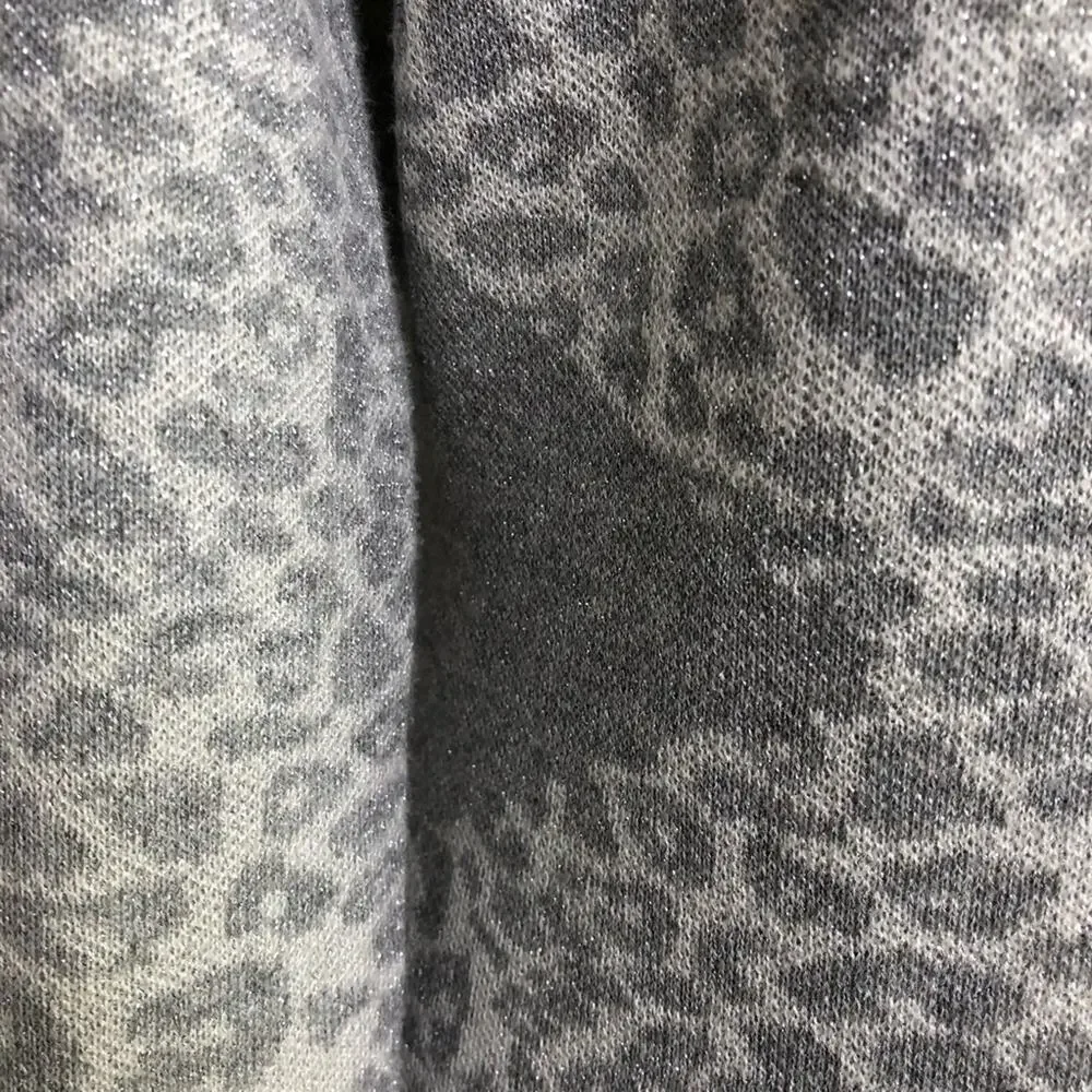 Karl Lagerfeld silver gray white metallic leopard sweater midi dress size XL